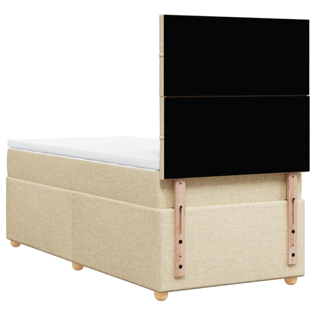 vidaXL Κρεβάτι Boxspring με Στρώμα Κρεμ 90x190 εκ.Υφασμάτινο