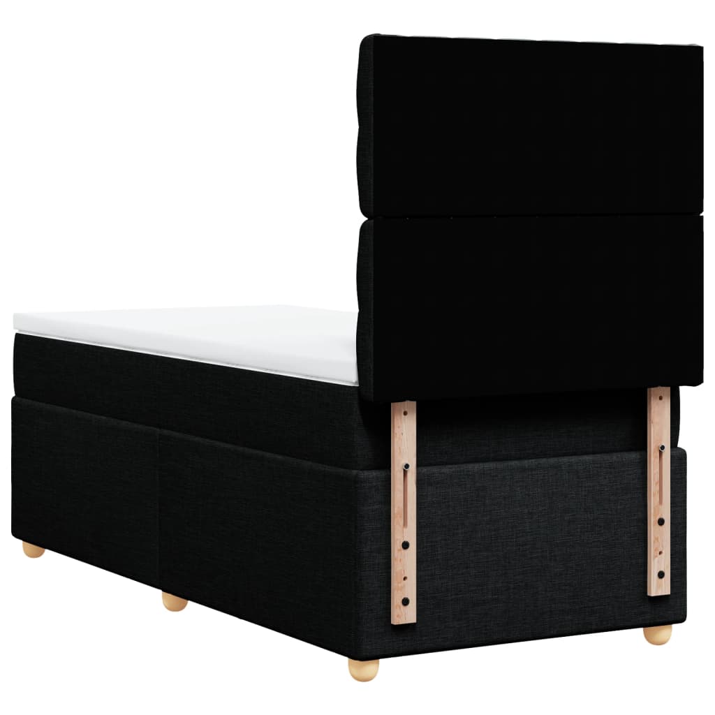 vidaXL Κρεβάτι Boxspring με Στρώμα Μαύρο 90x190 εκ.Υφασμάτινο