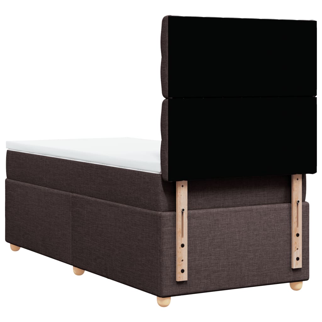 vidaXL Κρεβάτι Boxspring με Στρώμα Σκούρο Καφέ 90x190 εκ. Υφασμάτινο