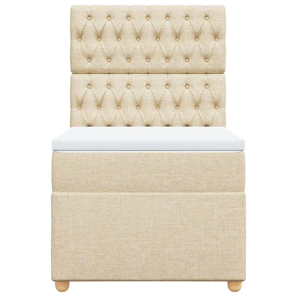 vidaXL Κρεβάτι Boxspring με Στρώμα Κρεμ 90x190 εκ.Υφασμάτινο