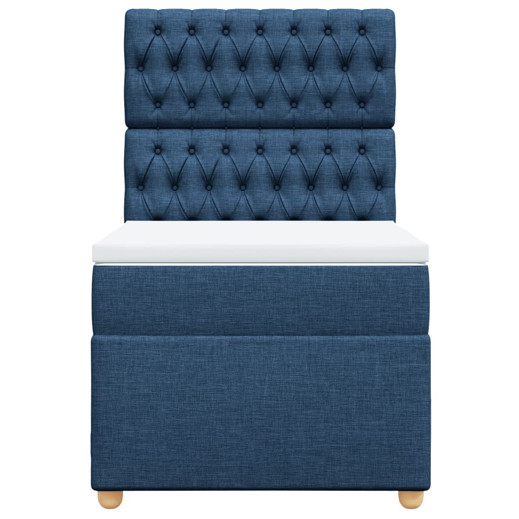 vidaXL Κρεβάτι Boxspring με Στρώμα Μπλε 90x190 εκ.Υφασμάτινο