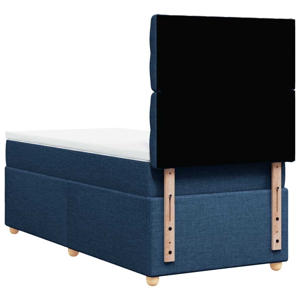 vidaXL Κρεβάτι Boxspring με Στρώμα Μπλε 90x190 εκ.Υφασμάτινο