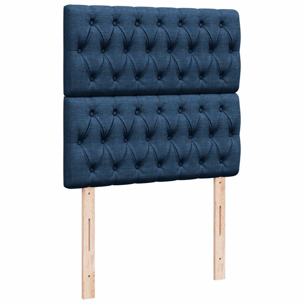 vidaXL Κρεβάτι Boxspring με Στρώμα Μπλε 90x190 εκ.Υφασμάτινο