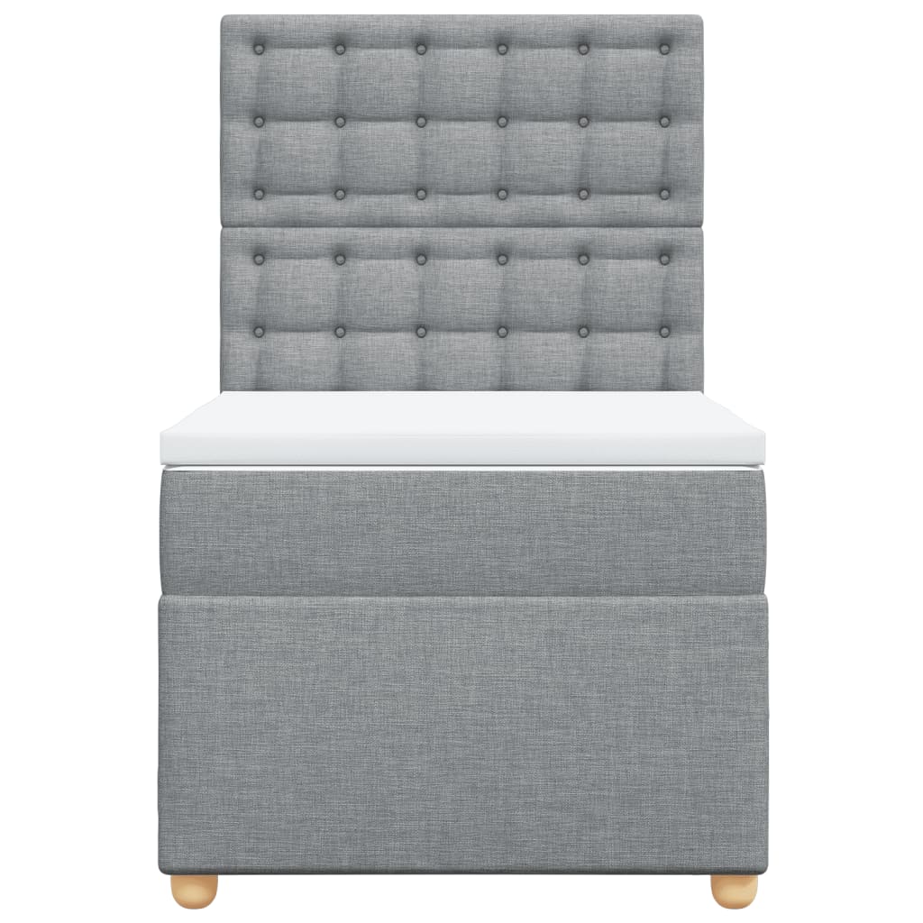 vidaXL Κρεβάτι Boxspring με Στρώμα Ανοιχτό Γκρι 90x190 εκ. Υφασμάτινο