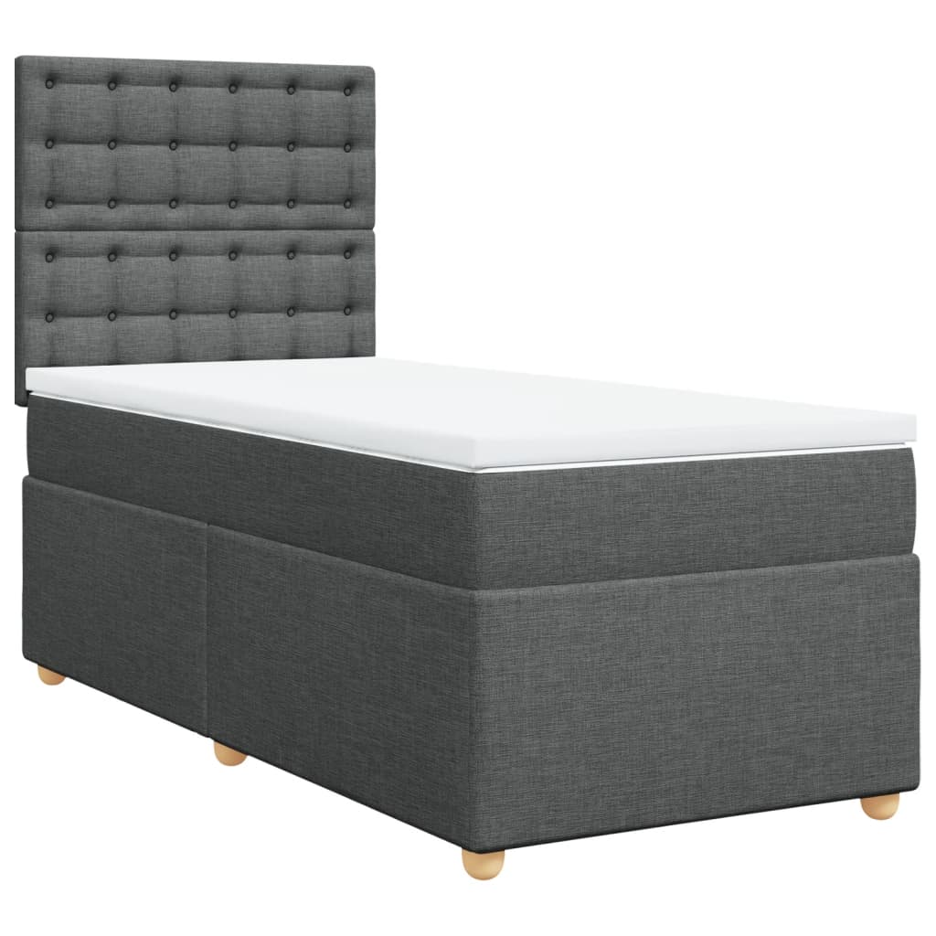vidaXL Κρεβάτι Boxspring με Στρώμα Σκούρο Γκρι 90x190 εκ. Υφασμάτινο