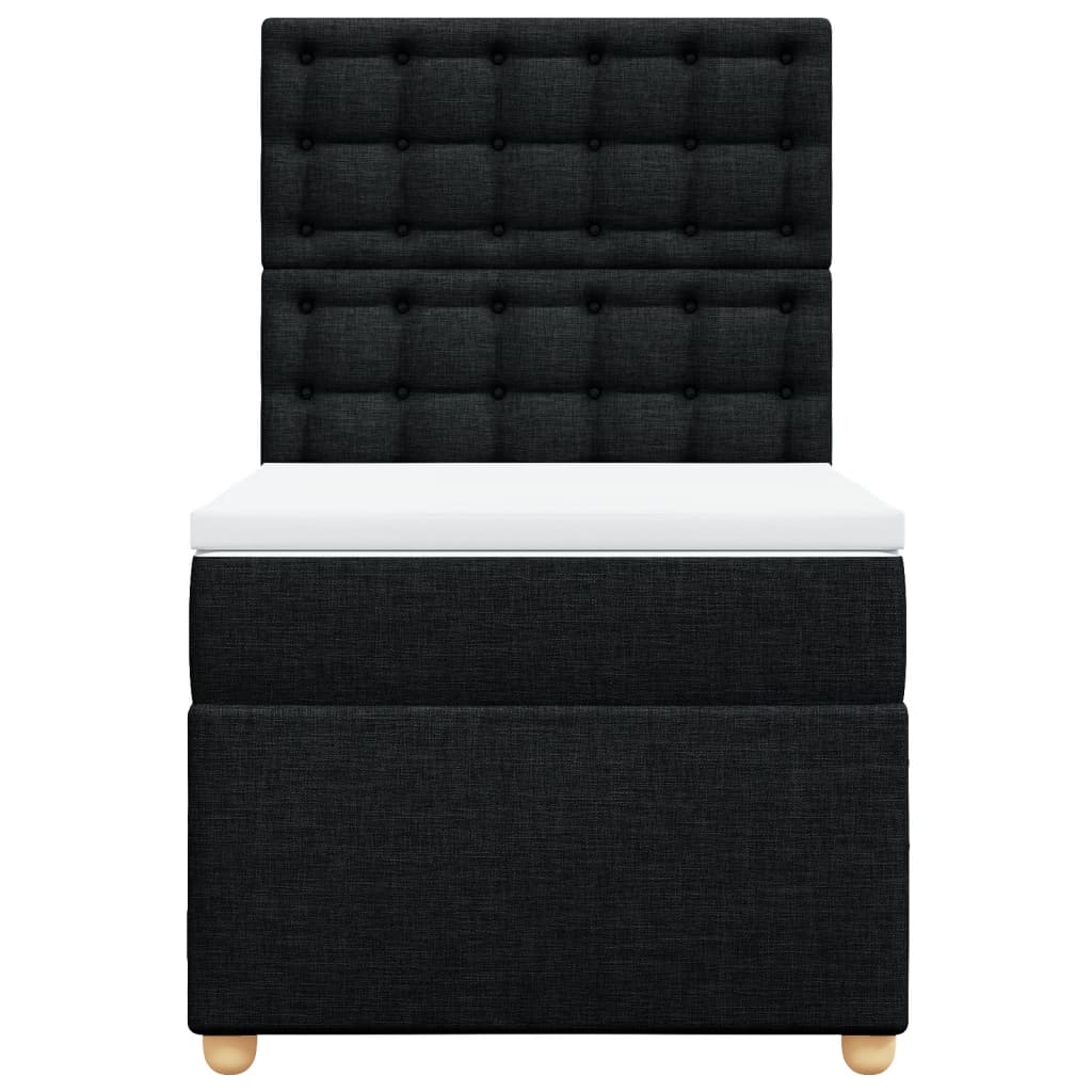 vidaXL Κρεβάτι Boxspring με Στρώμα Μαύρο 90x190 εκ.Υφασμάτινο