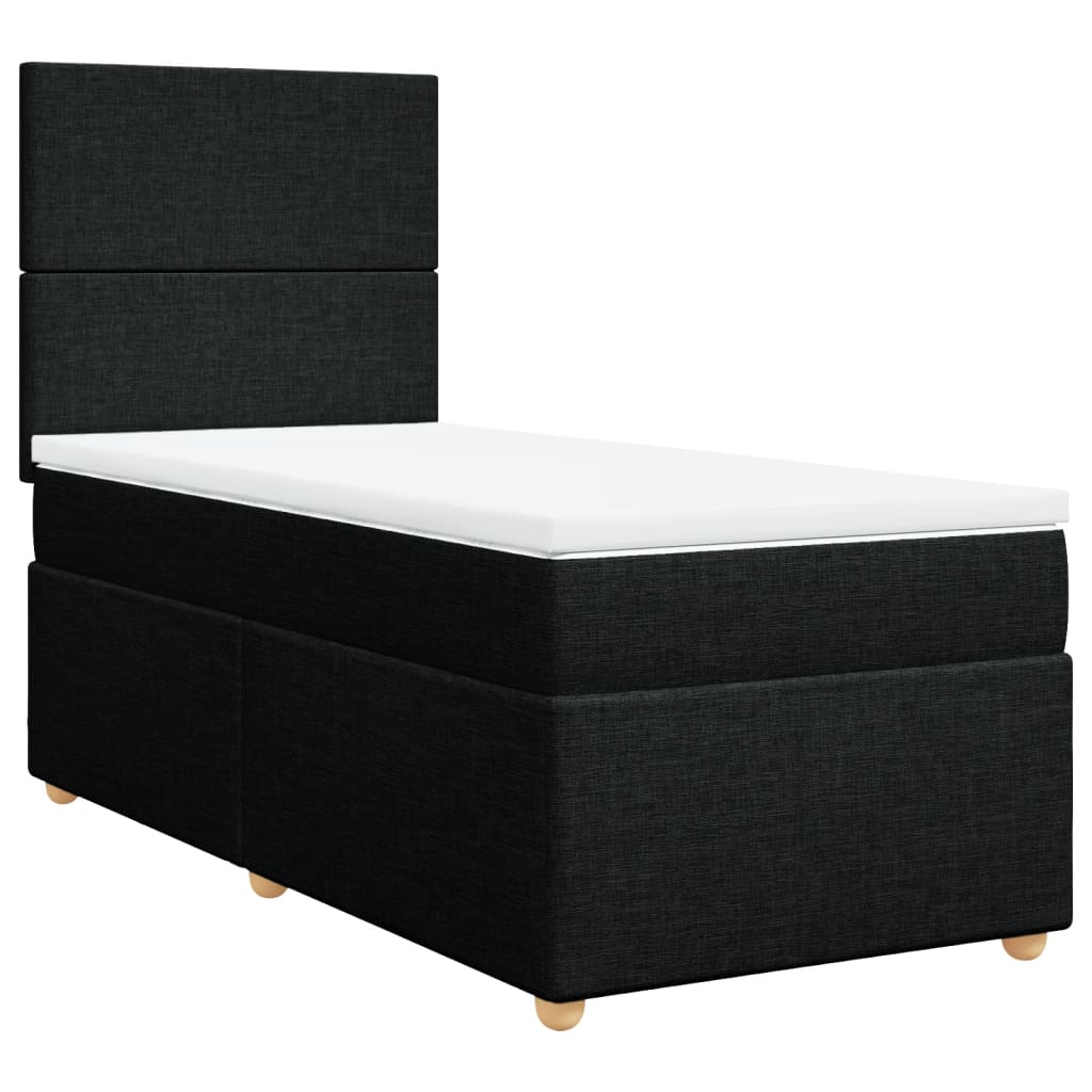 vidaXL Κρεβάτι Boxspring με Στρώμα Μαύρο 90x200 εκ. Υφασμάτινο