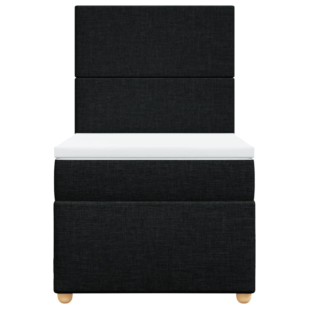 vidaXL Κρεβάτι Boxspring με Στρώμα Μαύρο 90x200 εκ. Υφασμάτινο