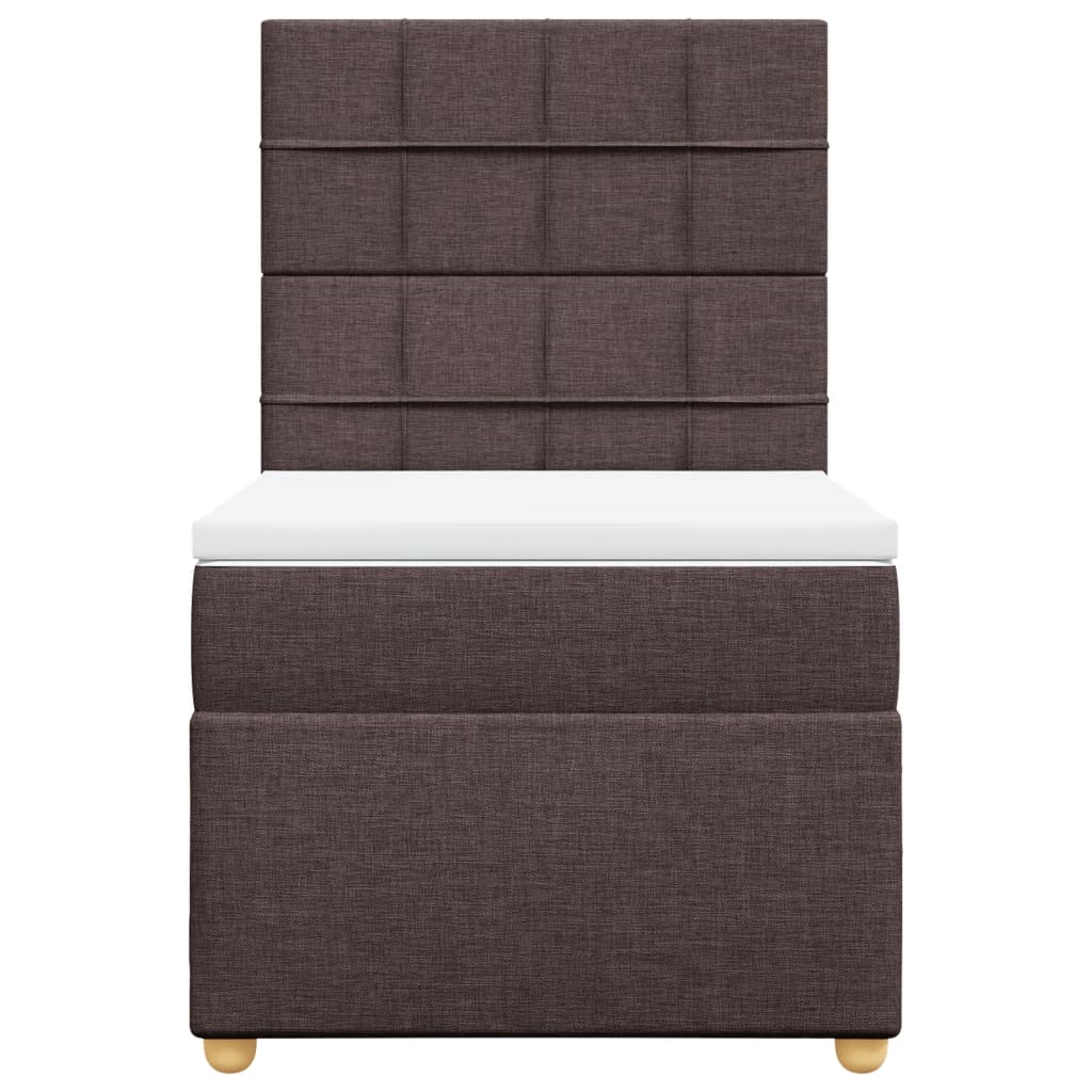 vidaXL Κρεβάτι Boxspring με Στρώμα Σκούρο Καφέ 90x200 εκ. Υφασμάτινο