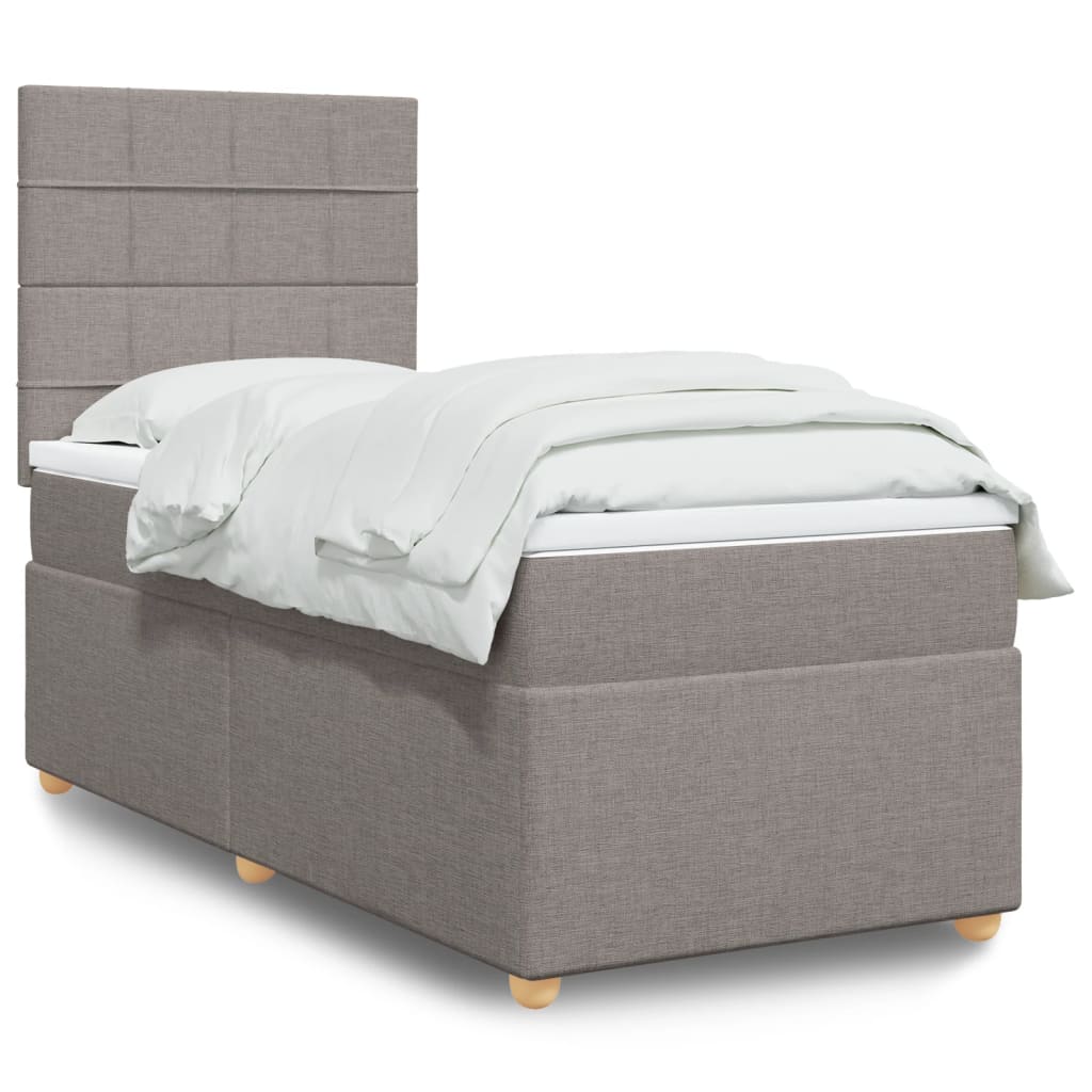 vidaXL Κρεβάτι Boxspring με Στρώμα Taupe 90x200 εκ. Υφασμάτινο