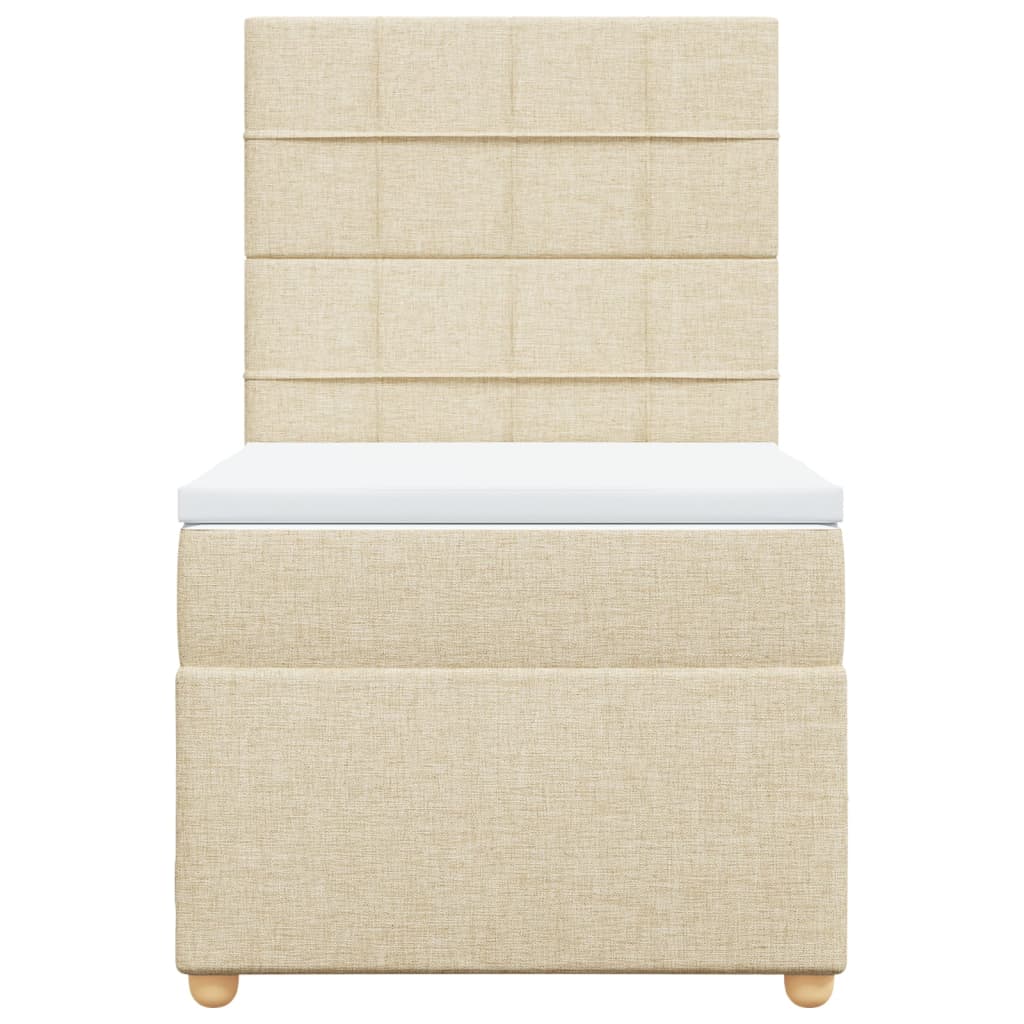 vidaXL Κρεβάτι Boxspring με Στρώμα Κρεμ 90x200 εκ.Υφασμάτινο