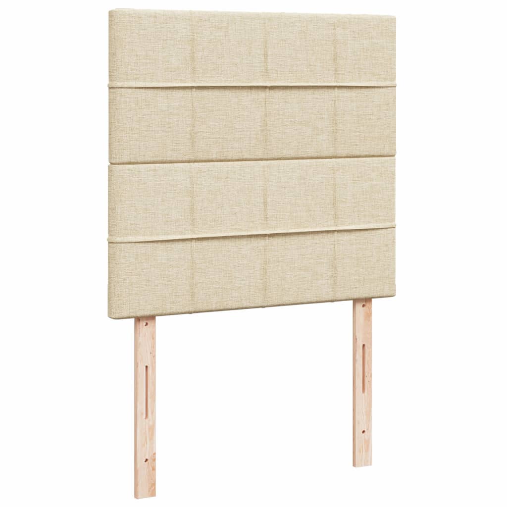 vidaXL Κρεβάτι Boxspring με Στρώμα Κρεμ 90x200 εκ.Υφασμάτινο
