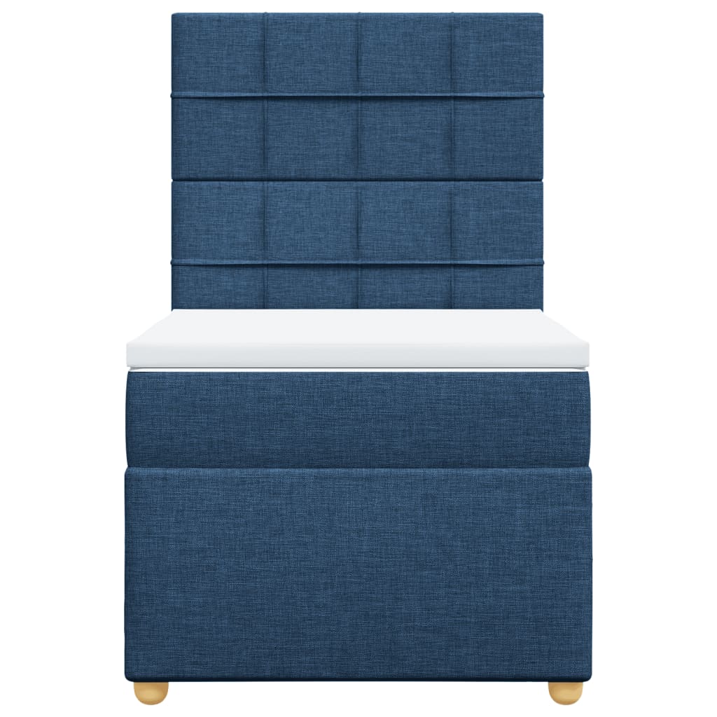 vidaXL Κρεβάτι Boxspring με Στρώμα Μπλε 90x200 εκ.Υφασμάτινο