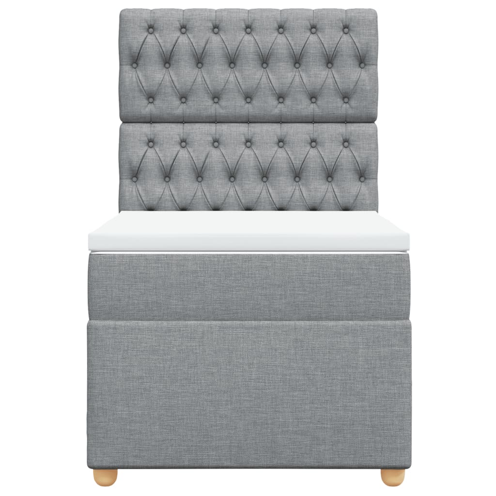 vidaXL Κρεβάτι Boxspring με Στρώμα Ανοιχτό Γκρι 90x200 εκ. Υφασμάτινο