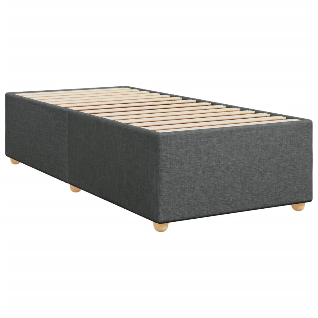 vidaXL Κρεβάτι Boxspring με Στρώμα Σκούρο Γκρι 90x200 εκ. Υφασμάτινο