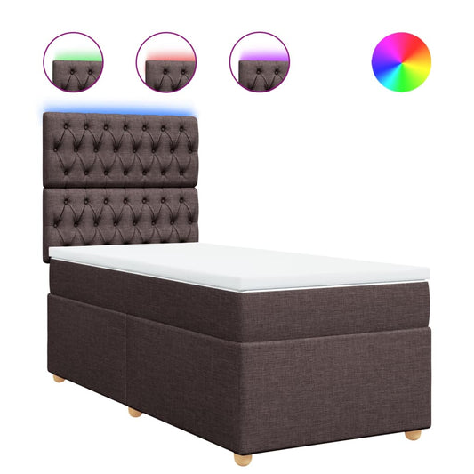 vidaXL Κρεβάτι Boxspring με Στρώμα Σκούρο Καφέ 90x200 εκ. Υφασμάτινο