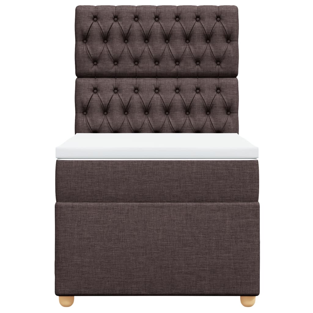 vidaXL Κρεβάτι Boxspring με Στρώμα Σκούρο Καφέ 90x200 εκ. Υφασμάτινο