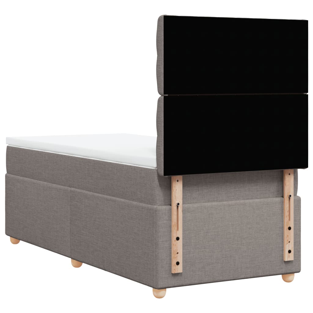 vidaXL Κρεβάτι Boxspring με Στρώμα Taupe 90x200 εκ. Υφασμάτινο