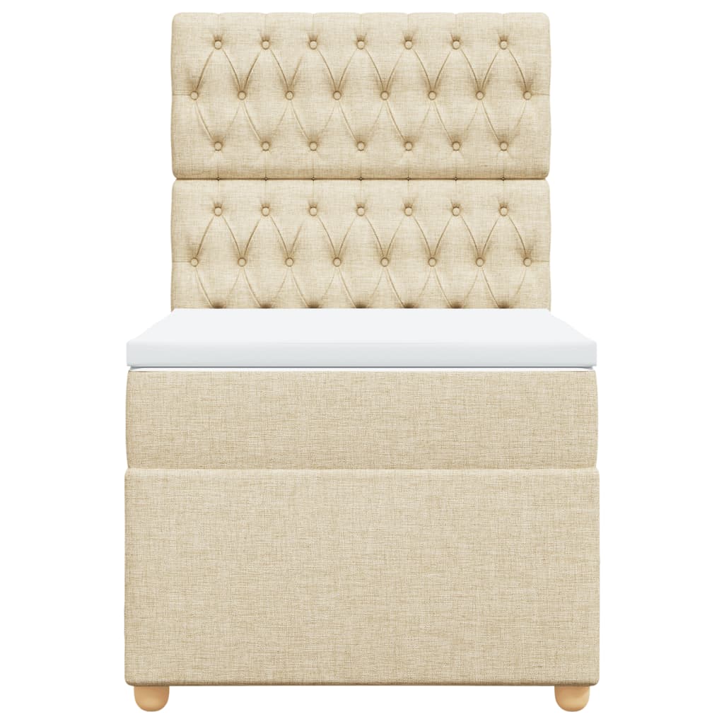 vidaXL Κρεβάτι Boxspring με Στρώμα Κρεμ 90x200 εκ.Υφασμάτινο