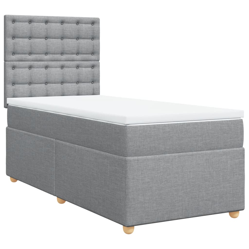 vidaXL Κρεβάτι Boxspring με Στρώμα Ανοιχτό Γκρι 90x200 εκ. Υφασμάτινο