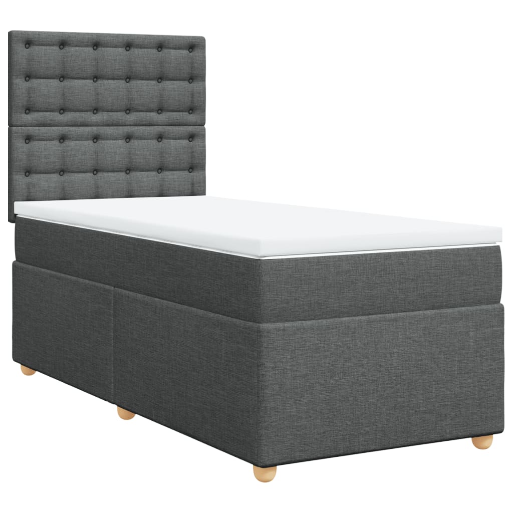 vidaXL Κρεβάτι Boxspring με Στρώμα Σκούρο Γκρι 90x200 εκ. Υφασμάτινο