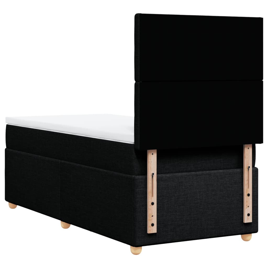 vidaXL Κρεβάτι Boxspring με Στρώμα Μαύρο 90x200 εκ. Υφασμάτινο