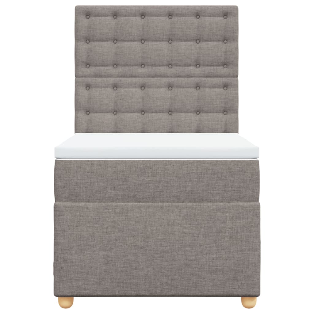 vidaXL Κρεβάτι Boxspring με Στρώμα Taupe 90x200 εκ. Υφασμάτινο
