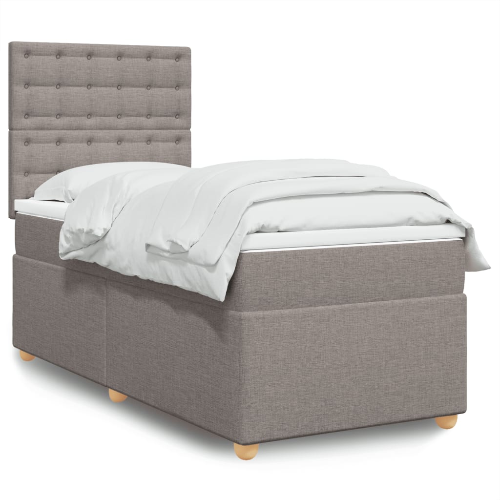 vidaXL Κρεβάτι Boxspring με Στρώμα Taupe 90x200 εκ. Υφασμάτινο