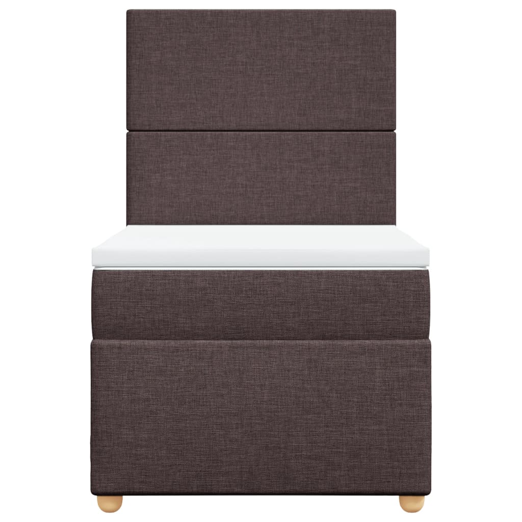 vidaXL Κρεβάτι Boxspring με Στρώμα Σκούρο Καφέ 100x200 εκ. Υφασμάτινο