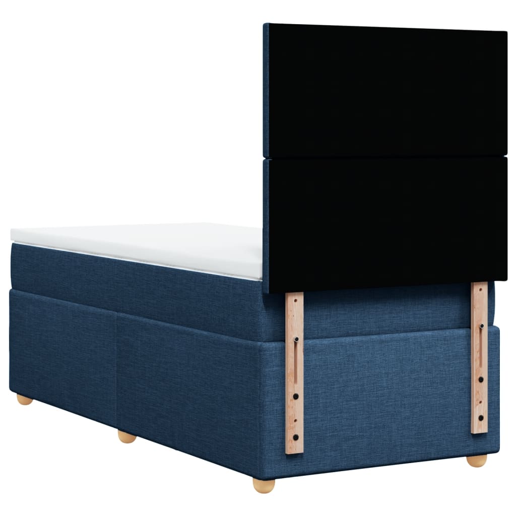 vidaXL Κρεβάτι Boxspring με Στρώμα Μπλε 100 x 200 εκ. Υφασμάτινο