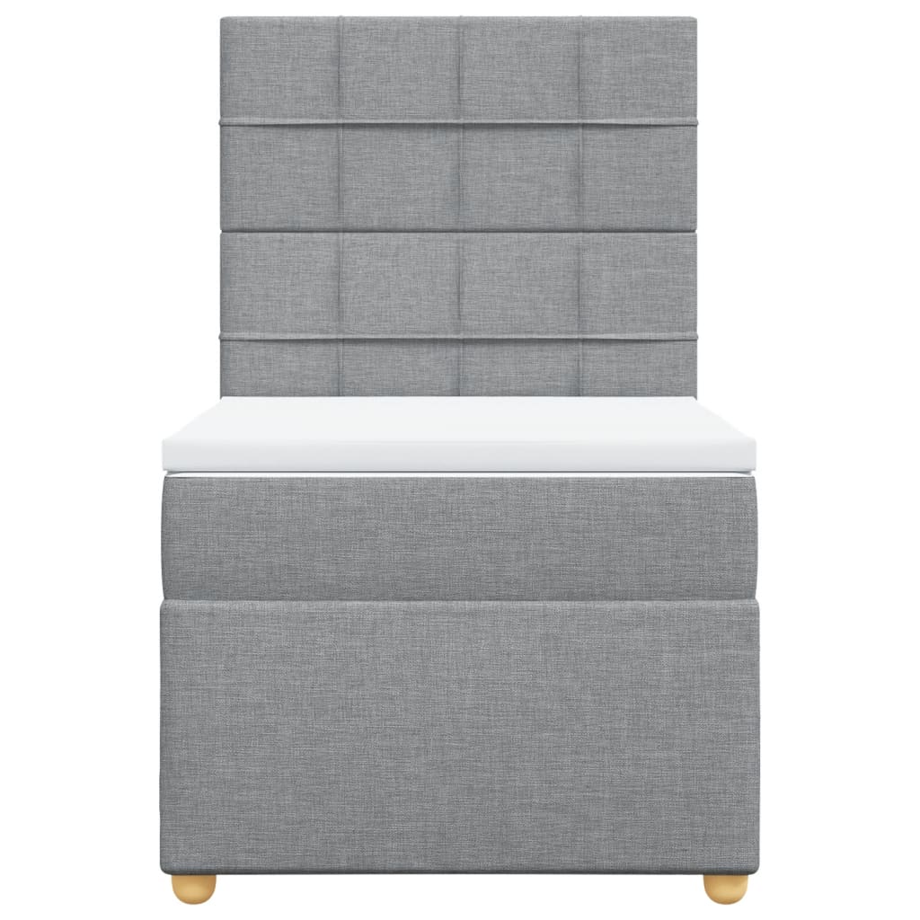 vidaXL Κρεβάτι Boxspring με Στρώμα Ανοιχτό Γκρι 100x200 εκ. Υφασμάτινο
