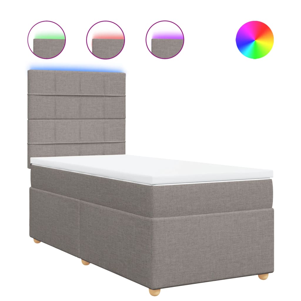 vidaXL Κρεβάτι Boxspring με Στρώμα Taupe 100 x 200 εκ. Υφασμάτινο
