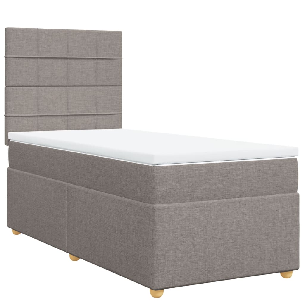 vidaXL Κρεβάτι Boxspring με Στρώμα Taupe 100 x 200 εκ. Υφασμάτινο