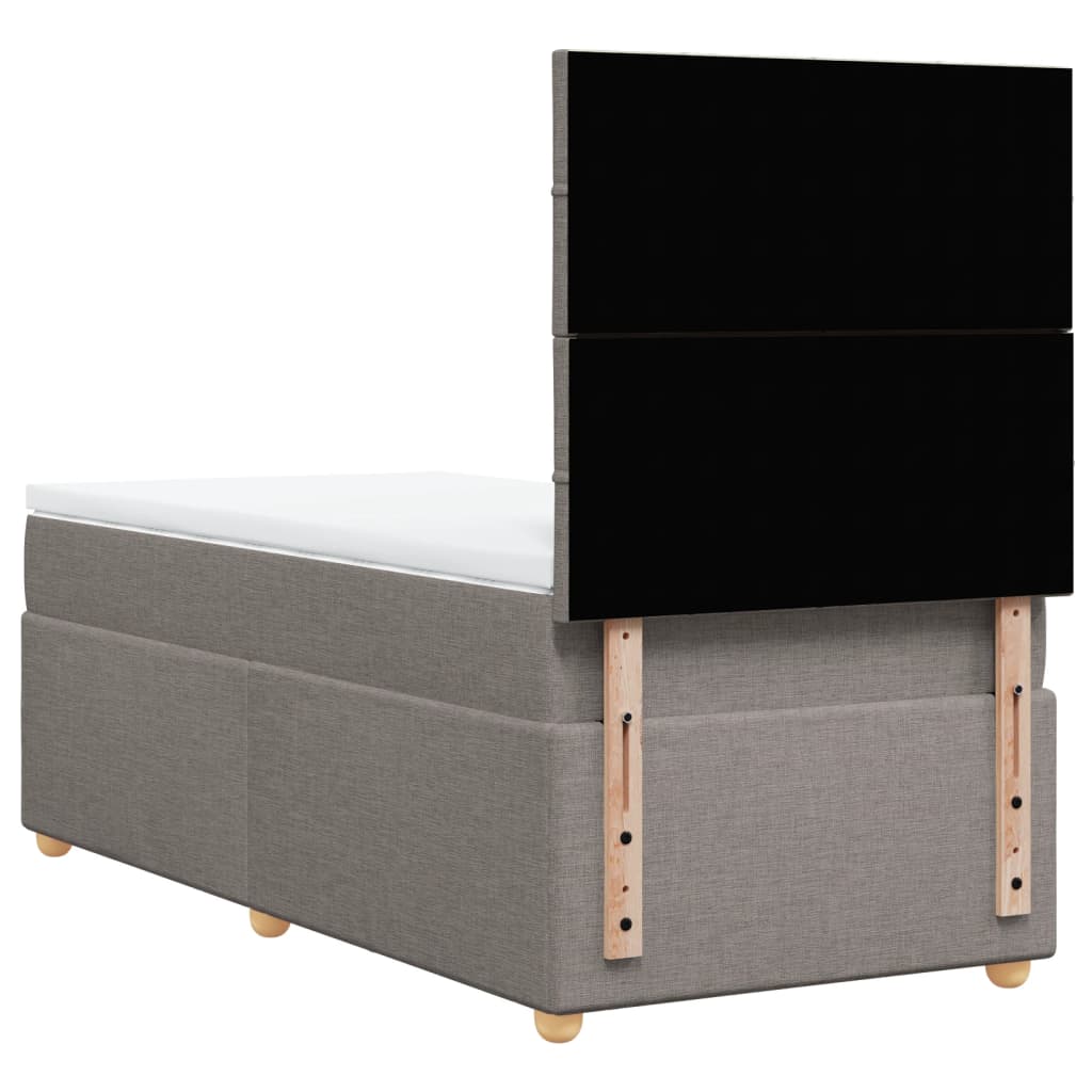 vidaXL Κρεβάτι Boxspring με Στρώμα Taupe 100 x 200 εκ. Υφασμάτινο