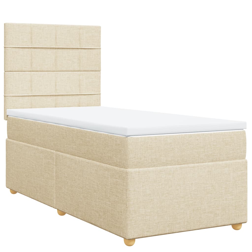 vidaXL Κρεβάτι Boxspring με Στρώμα Κρεμ 100 x 200 εκ. Υφασμάτινο