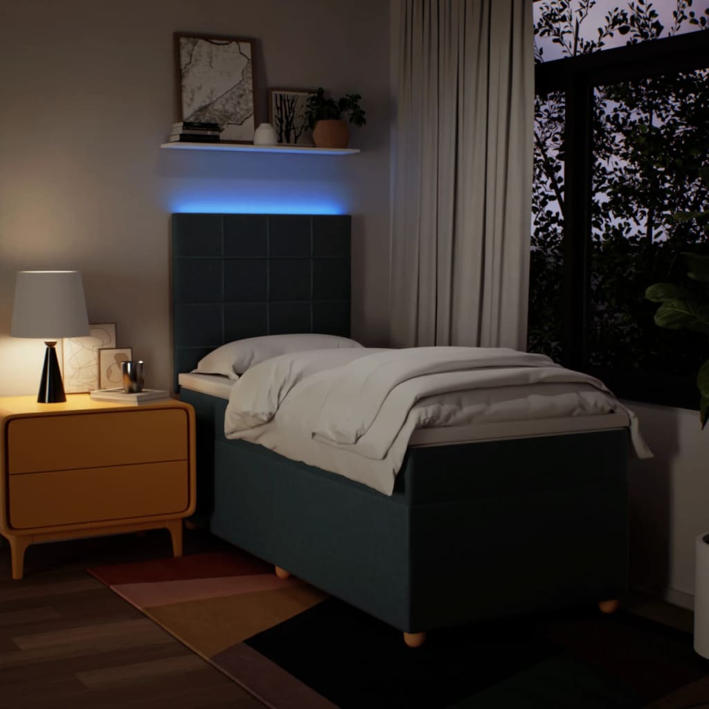 vidaXL Κρεβάτι Boxspring με Στρώμα Μπλε 100 x 200 εκ. Υφασμάτινο