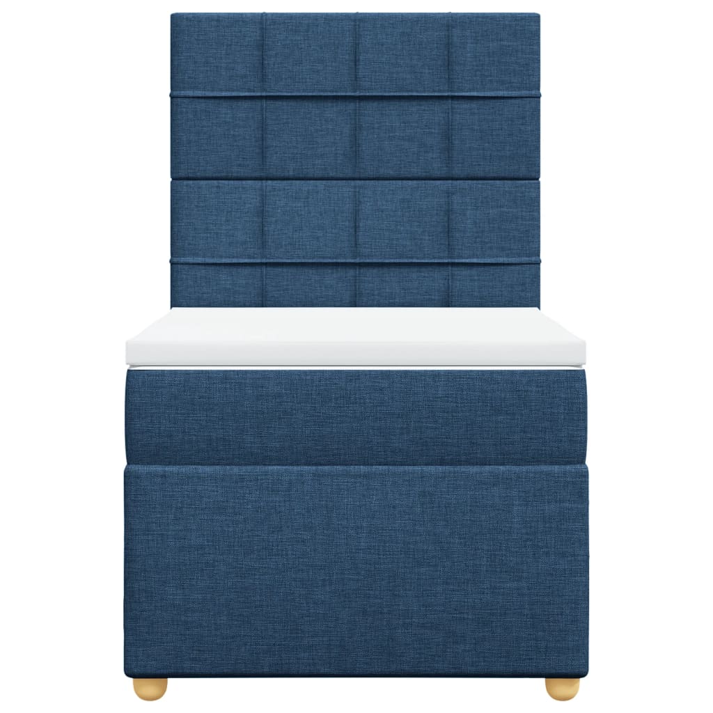 vidaXL Κρεβάτι Boxspring με Στρώμα Μπλε 100 x 200 εκ. Υφασμάτινο