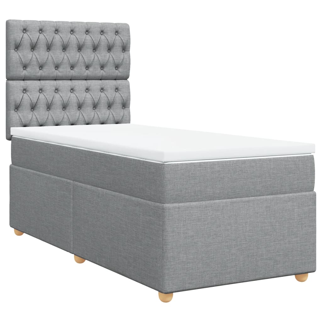 vidaXL Κρεβάτι Boxspring με Στρώμα Ανοιχτό Γκρι 100x200 εκ. Υφασμάτινο