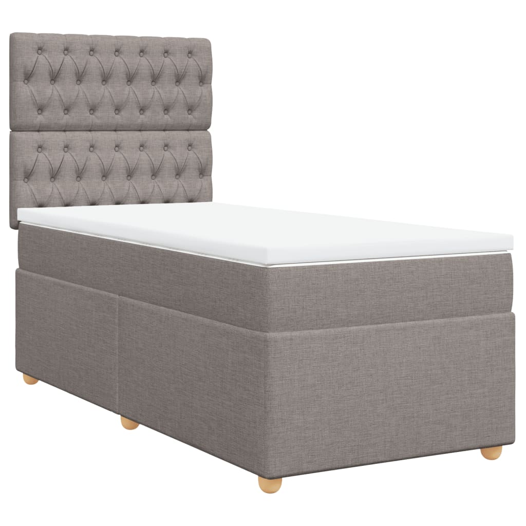 vidaXL Κρεβάτι Boxspring με Στρώμα Taupe 100 x 200 εκ. Υφασμάτινο