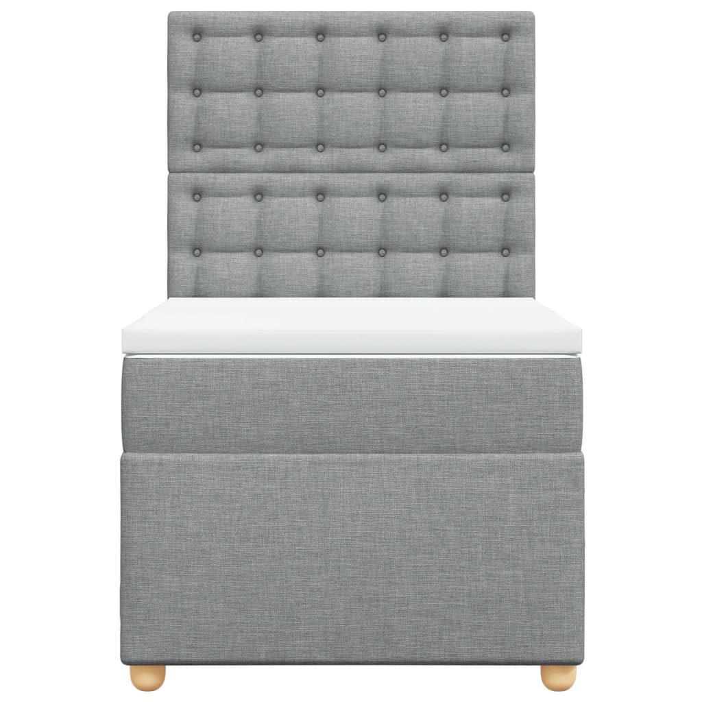 vidaXL Κρεβάτι Boxspring με Στρώμα Ανοιχτό Γκρι 100x200 εκ. Υφασμάτινο