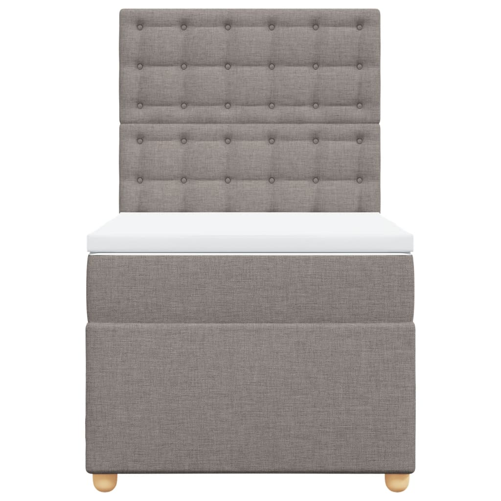 vidaXL Κρεβάτι Boxspring με Στρώμα Taupe 100 x 200 εκ. Υφασμάτινο