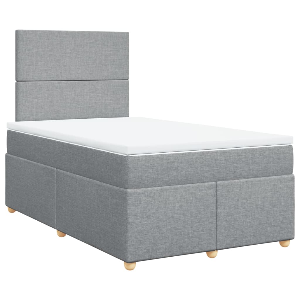 vidaXL Κρεβάτι Boxspring με Στρώμα Ανοιχτό Γκρι 120x190 εκ. Υφασμάτινο