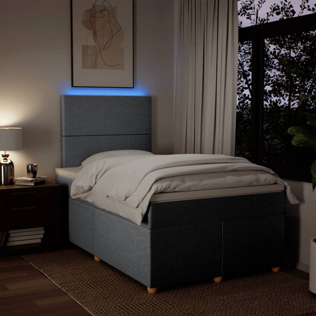 vidaXL Κρεβάτι Boxspring με Στρώμα Ανοιχτό Γκρι 120x190 εκ. Υφασμάτινο