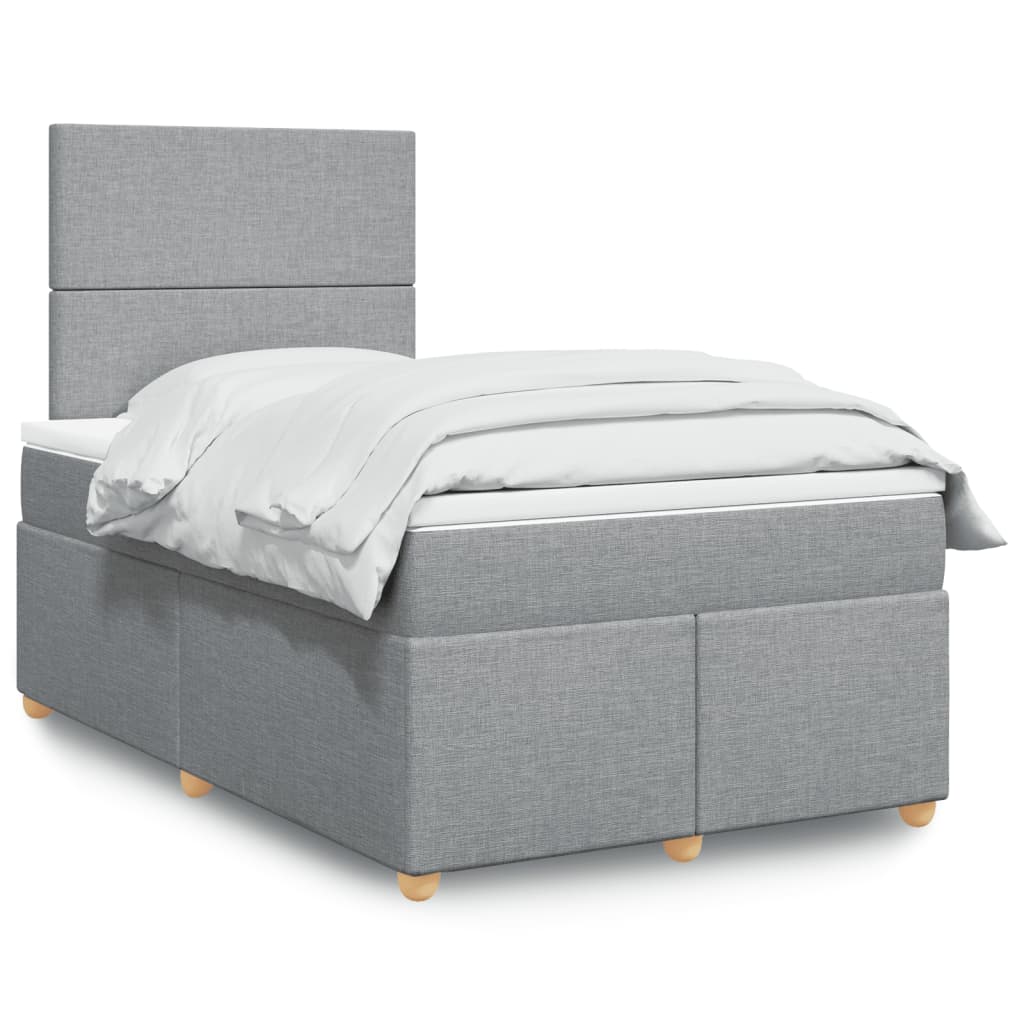 vidaXL Κρεβάτι Boxspring με Στρώμα Ανοιχτό Γκρι 120x190 εκ. Υφασμάτινο