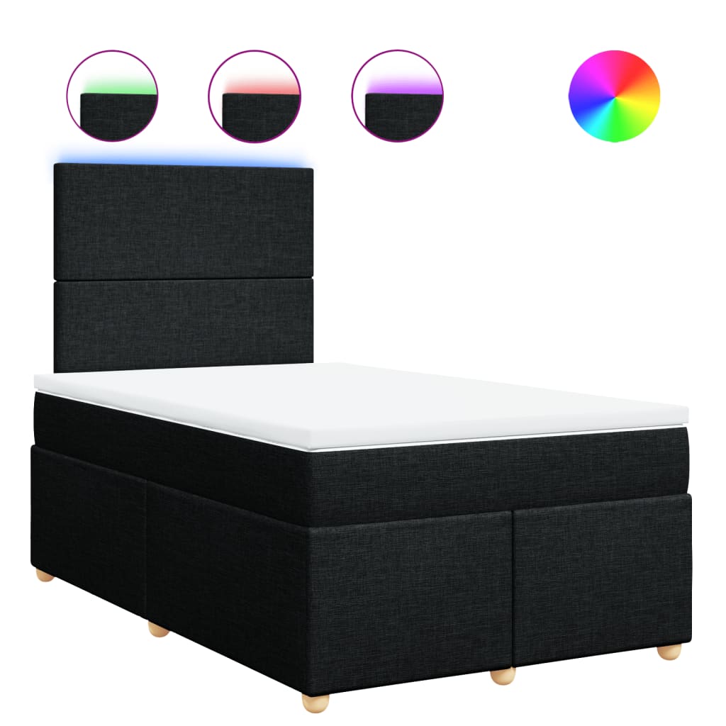 vidaXL Κρεβάτι Boxspring με Στρώμα Μαύρο 120x190 εκ. Υφασμάτινο