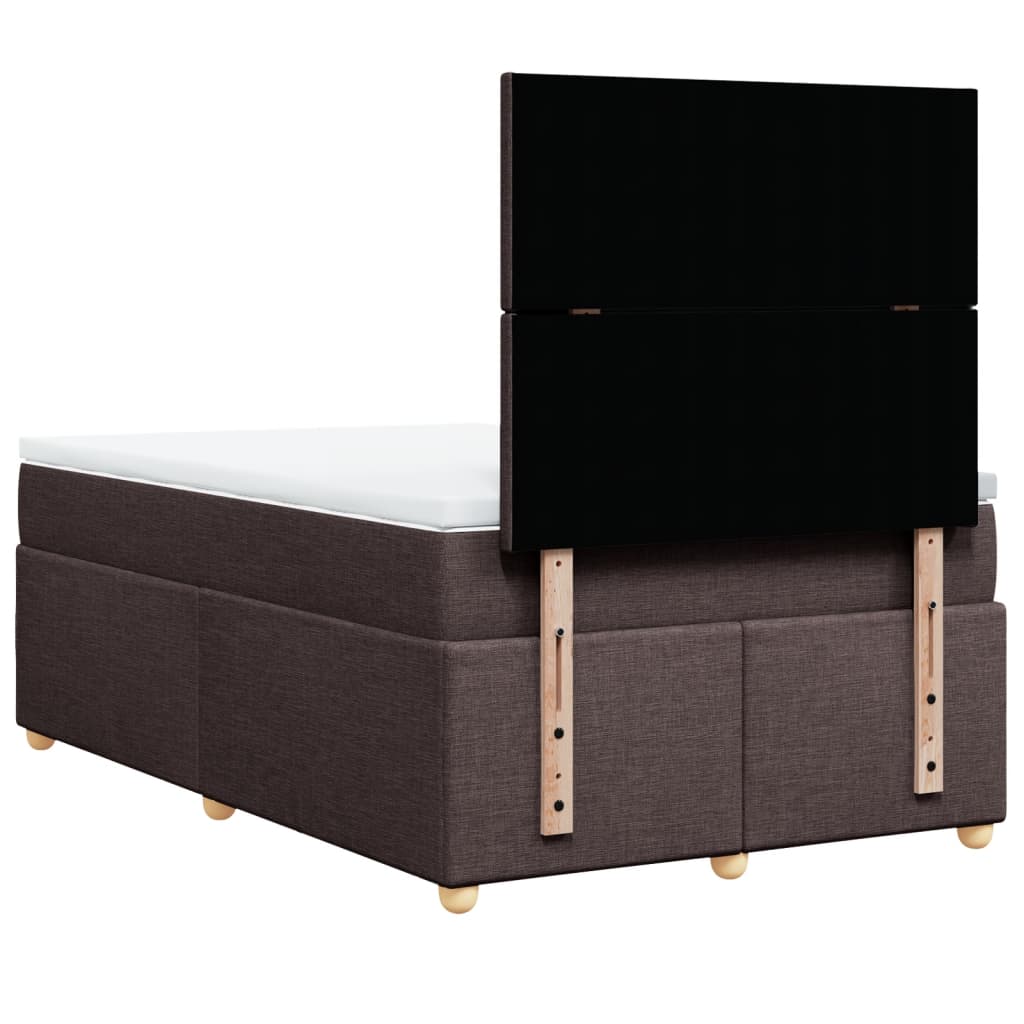 vidaXL Κρεβάτι Boxspring με Στρώμα Σκούρο Καφέ 120x190 εκ Υφασμάτινο