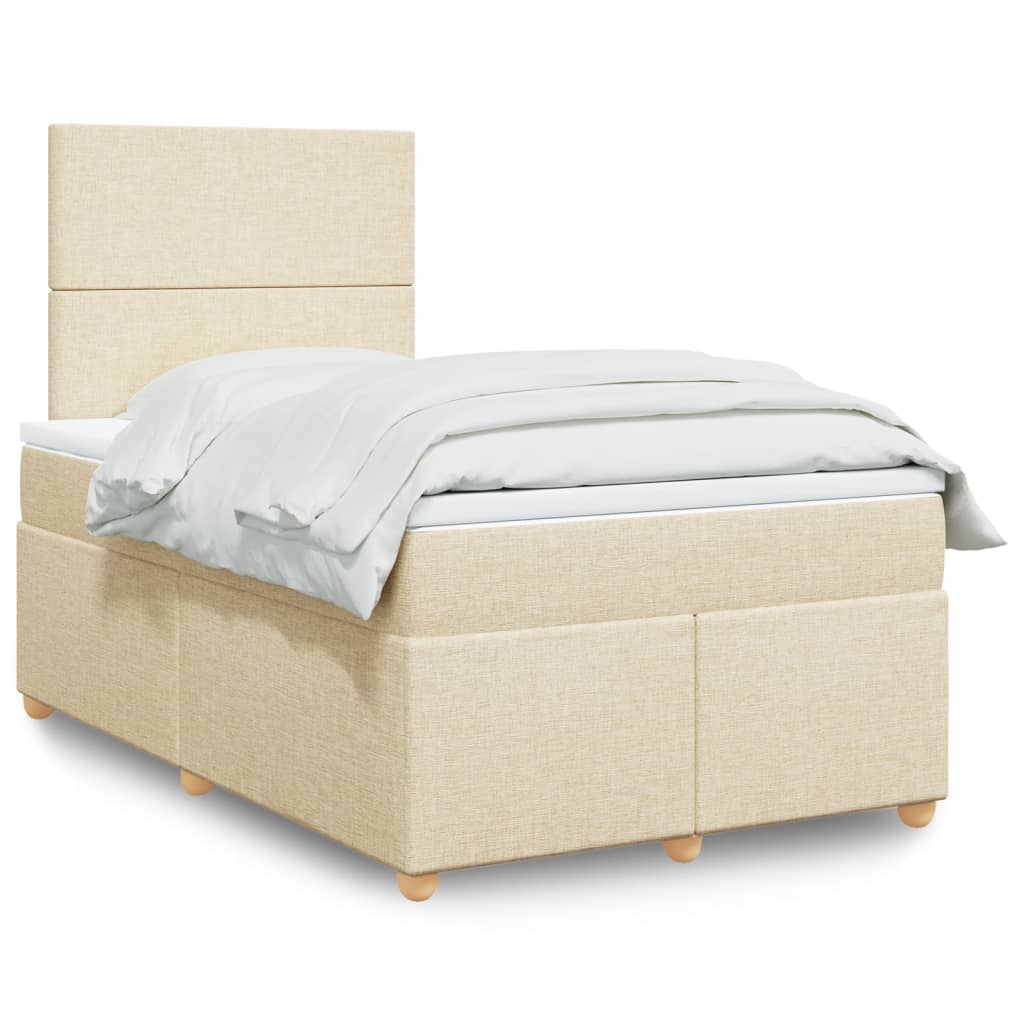 vidaXL Κρεβάτι Boxspring με Στρώμα Κρεμ 120x190 εκ. Υφασμάτινο