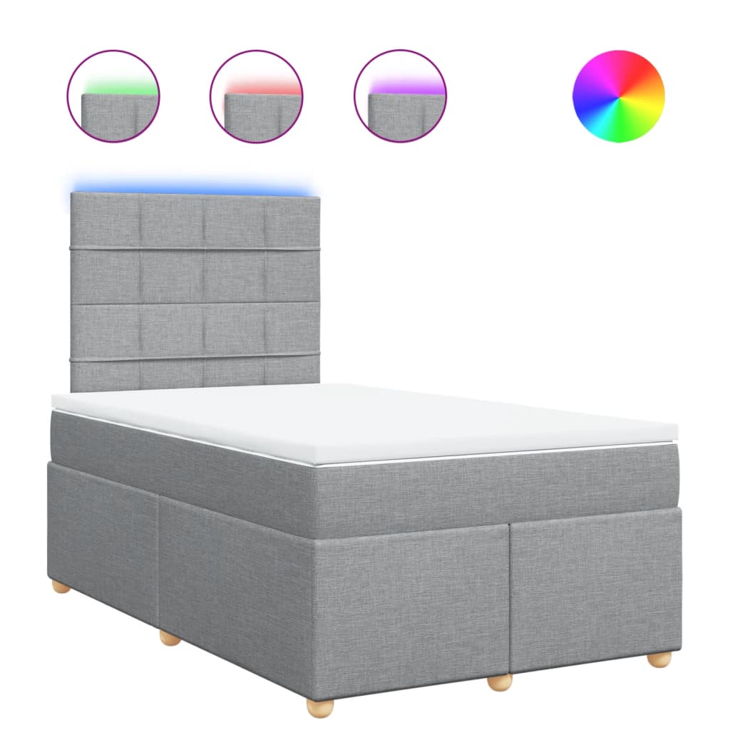 vidaXL Κρεβάτι Boxspring με Στρώμα Ανοιχτό Γκρι 120x190 εκ. Υφασμάτινο