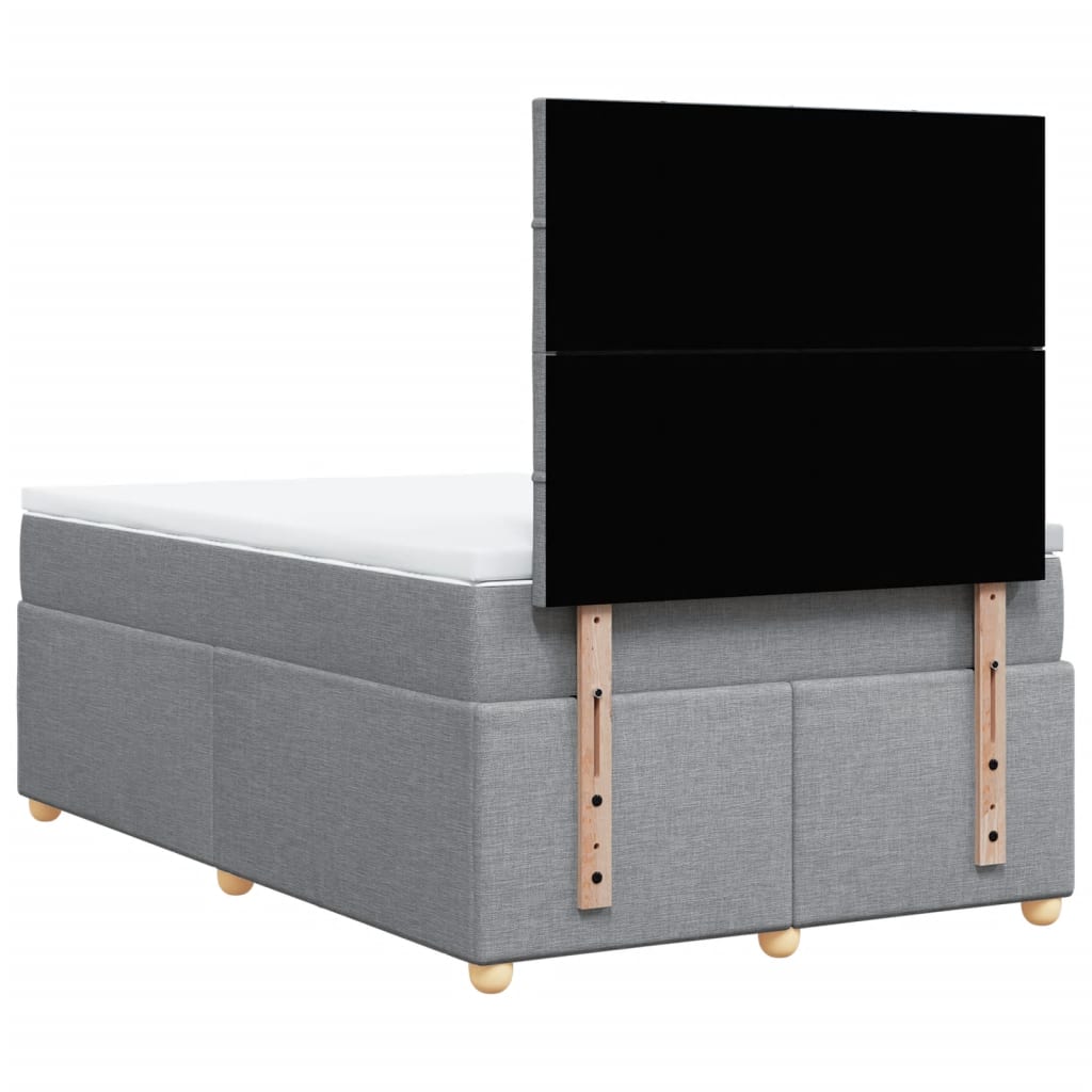 vidaXL Κρεβάτι Boxspring με Στρώμα Ανοιχτό Γκρι 120x190 εκ. Υφασμάτινο