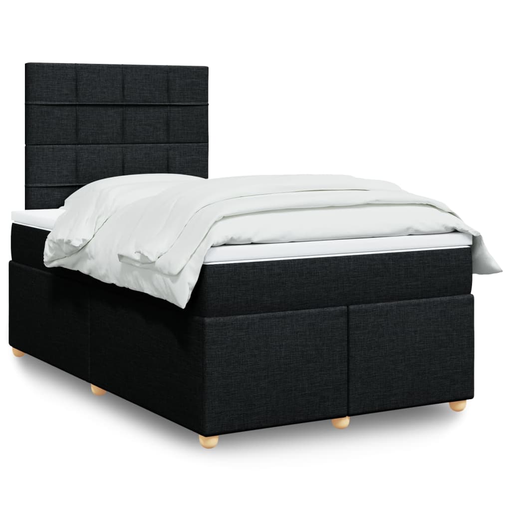 vidaXL Κρεβάτι Boxspring με Στρώμα Μαύρο 120x190 εκ. Υφασμάτινο